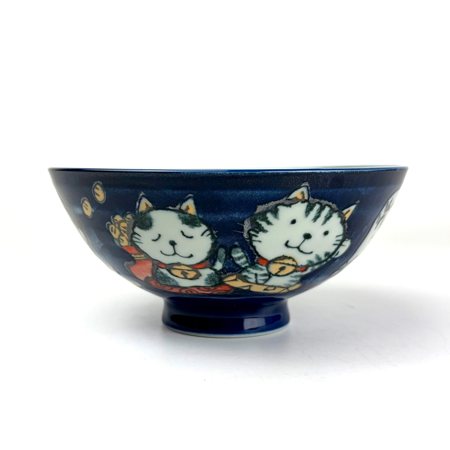 Lucky Cat Blue Rice Bowl Large (5.5"D)