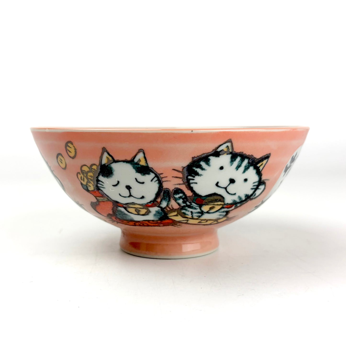 Lucky Cat Pink Rice Bowl Large (5.5"D)