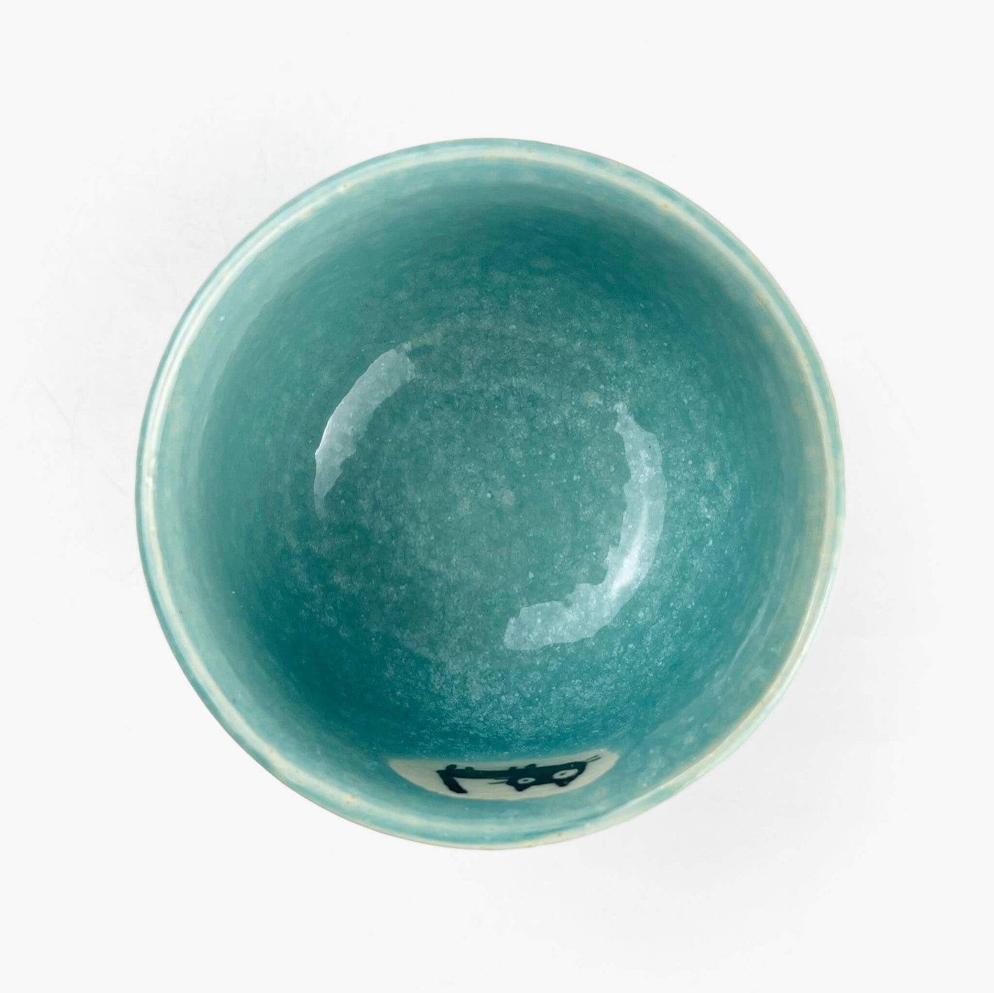 Mini Matcha Bowl Black Cat Turquoise (3.5")