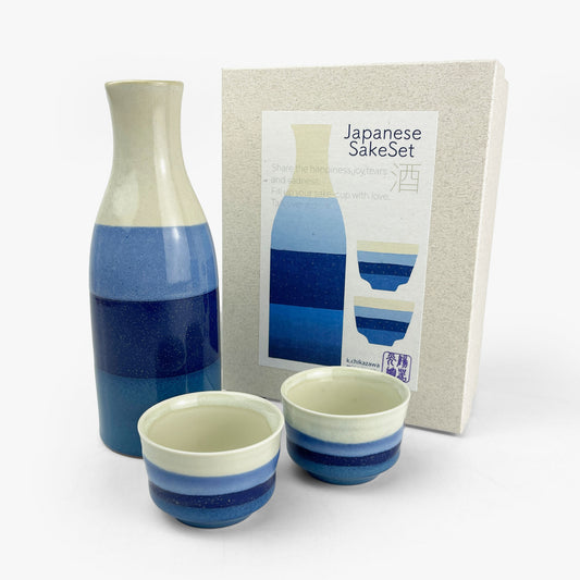 Sake Set 1:2 Blue Stripe