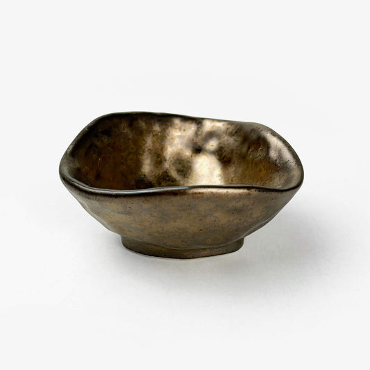 Small Triangle Dish Gold Yohen (3.75"D)