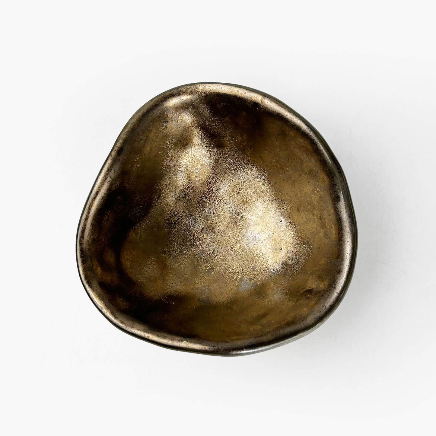 Small Triangle Dish Gold Yohen (3.75"D)