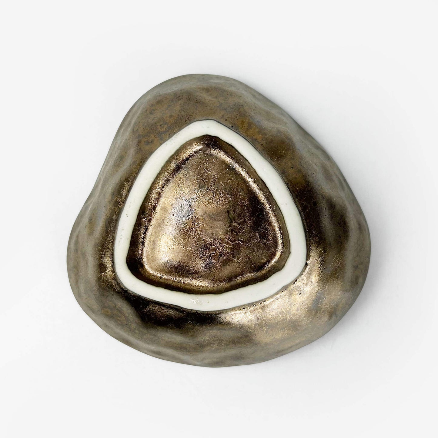 Small Triangle Dish Gold Yohen (3.75"D)