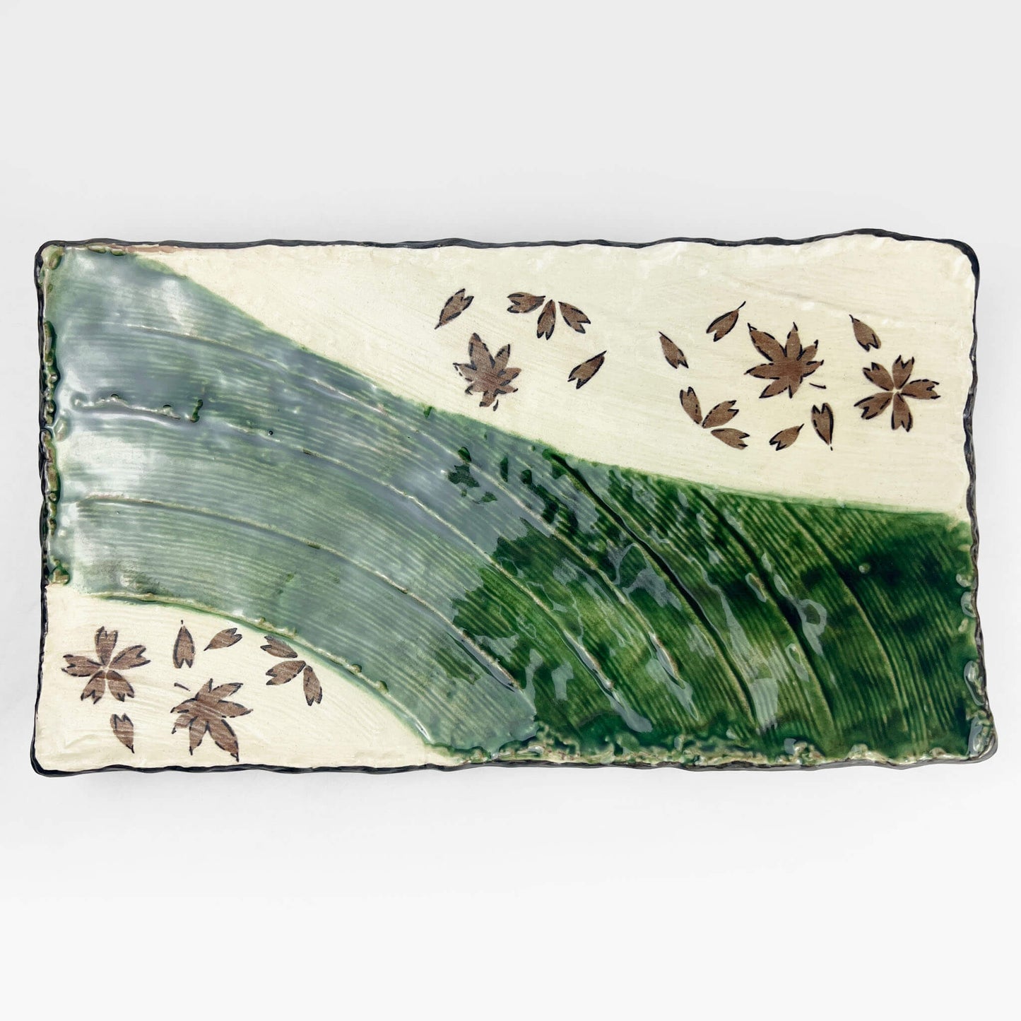 Sq. Deep Plate Oribe Shunjyu (8" x 14.5")