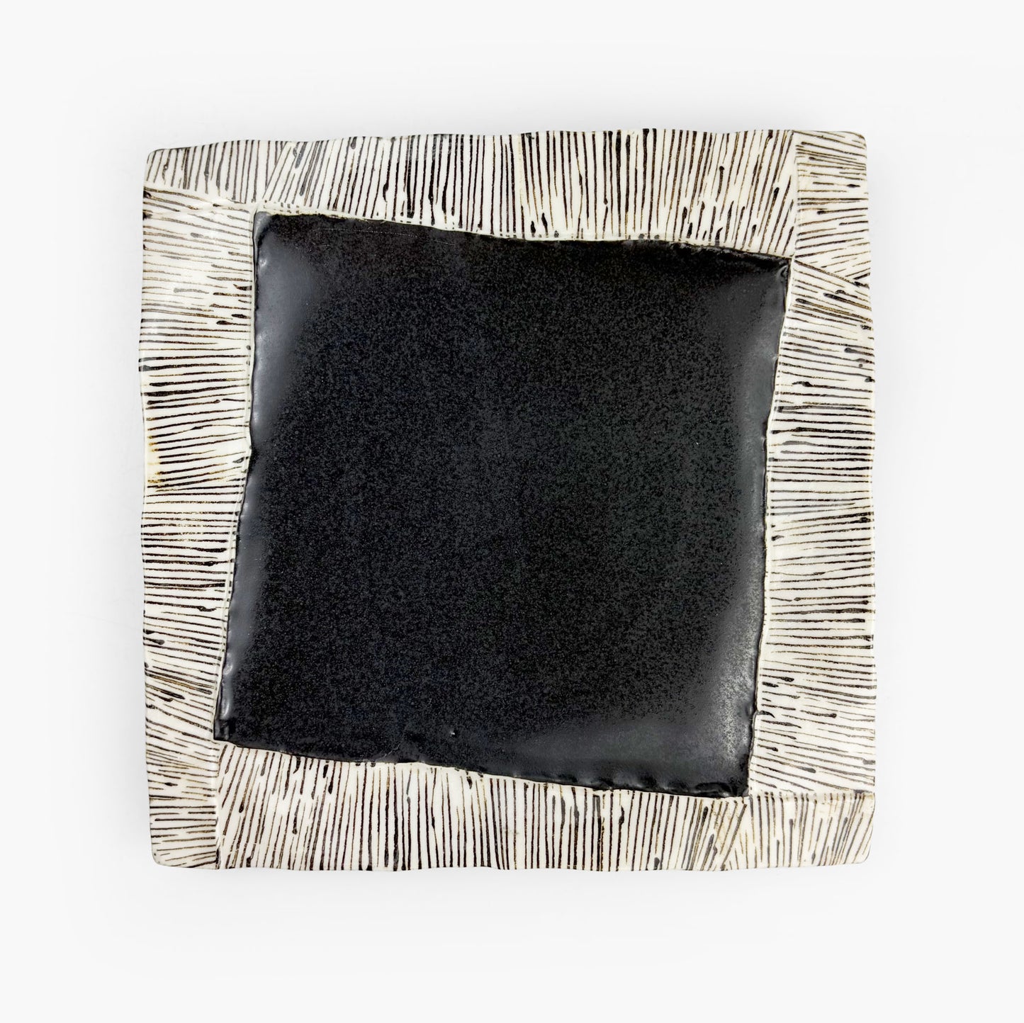 SQ. Plate Kuro Oribe (7"D)
