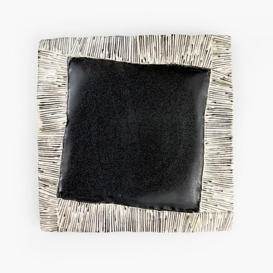 SQ. Plate Kuro Oribe (7"D)
