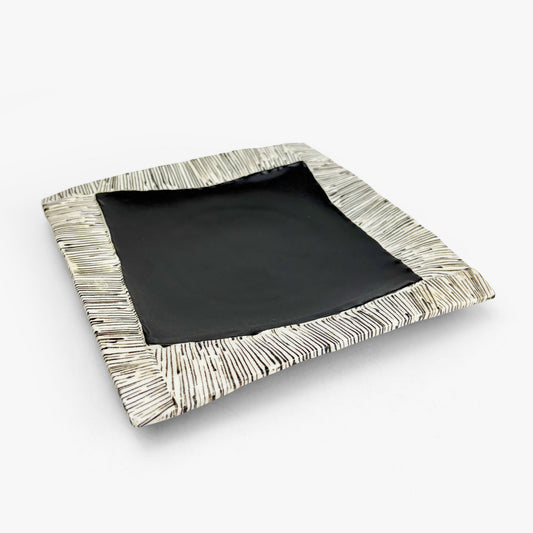 SQ. Plate Kuro Oribe (7"D)
