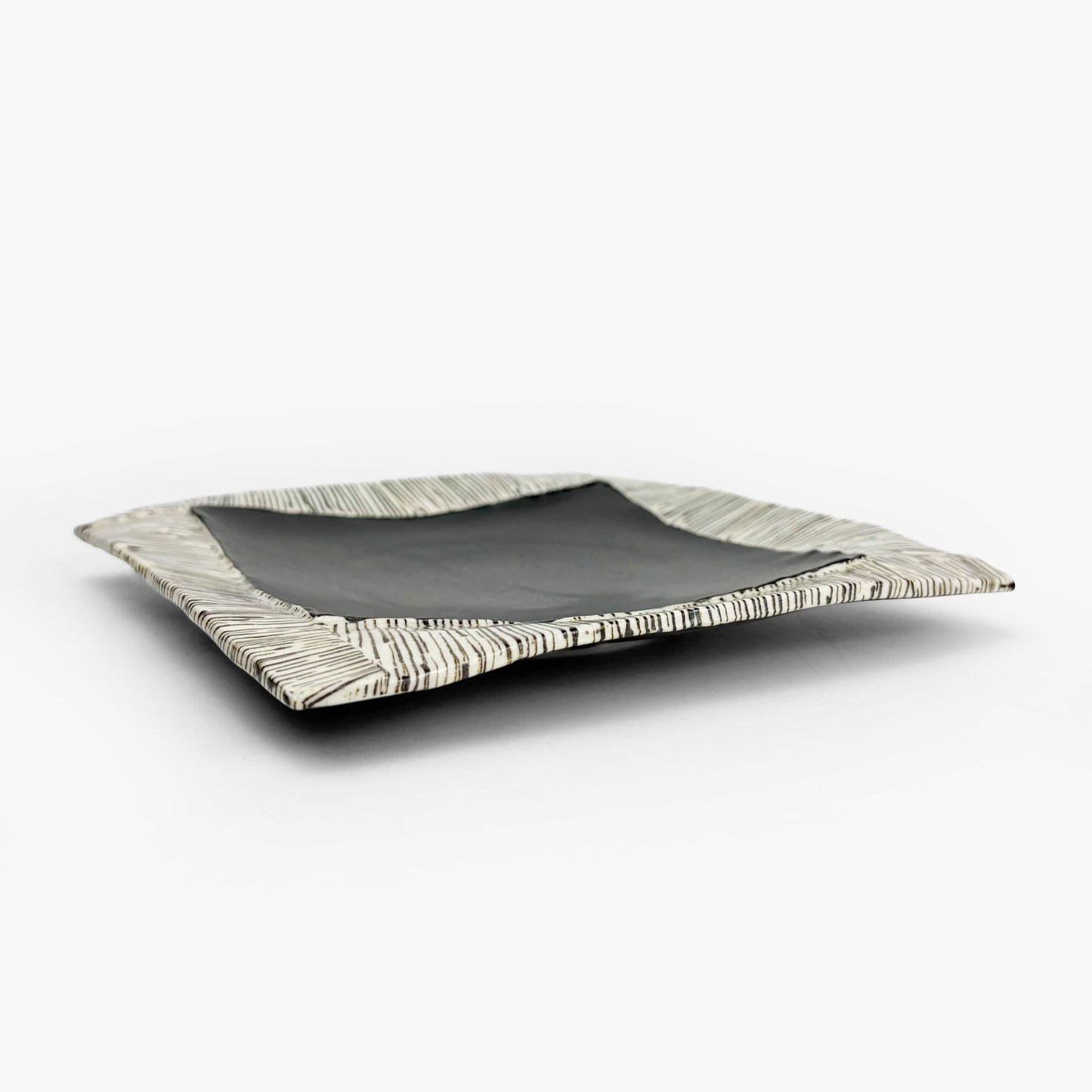 SQ. Plate Kuro Oribe (7"D)