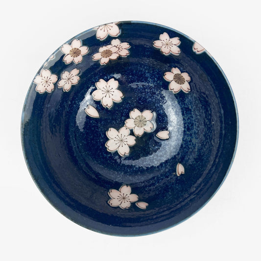 Navy Blue Sakura Tayo Bowl (6"D)