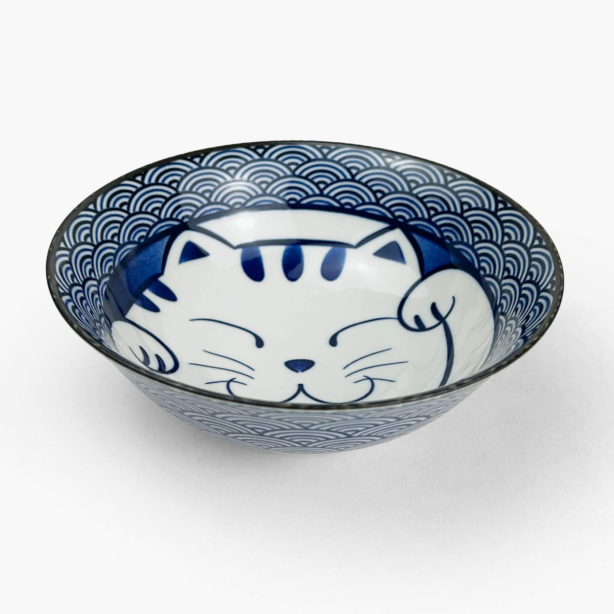Ramen Bowl Seigaiha neko(7.27")