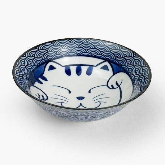 Ramen Bowl Seigaiha neko(7.27")