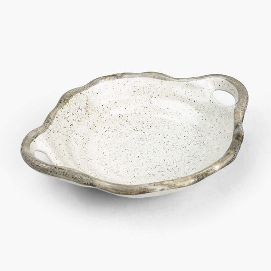 Small Bowl Shiro Karatsu w/ handles (7.25"D)