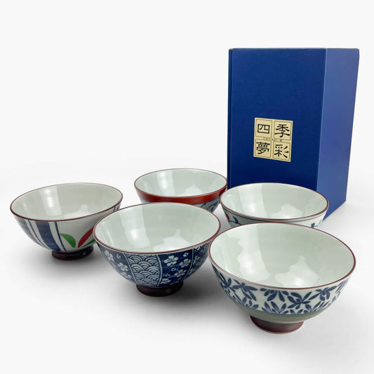 Arita Rice Bowl set/5 Somenishiki (4.5"D)