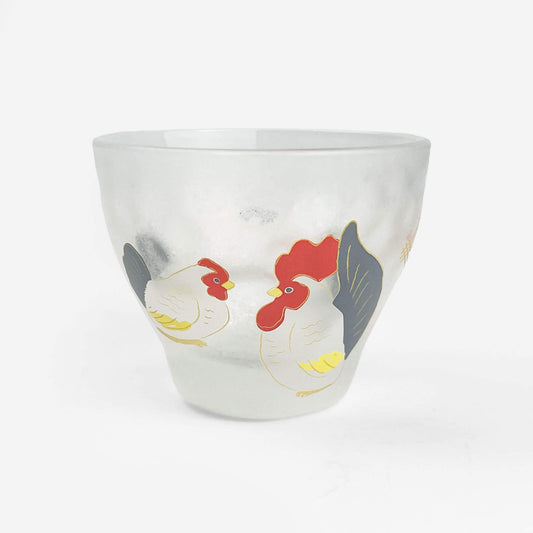 Glass Sake Cup Eto - Rooster (2.5oz)