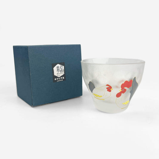 Glass Sake Cup Eto - Rooster (2.5oz)
