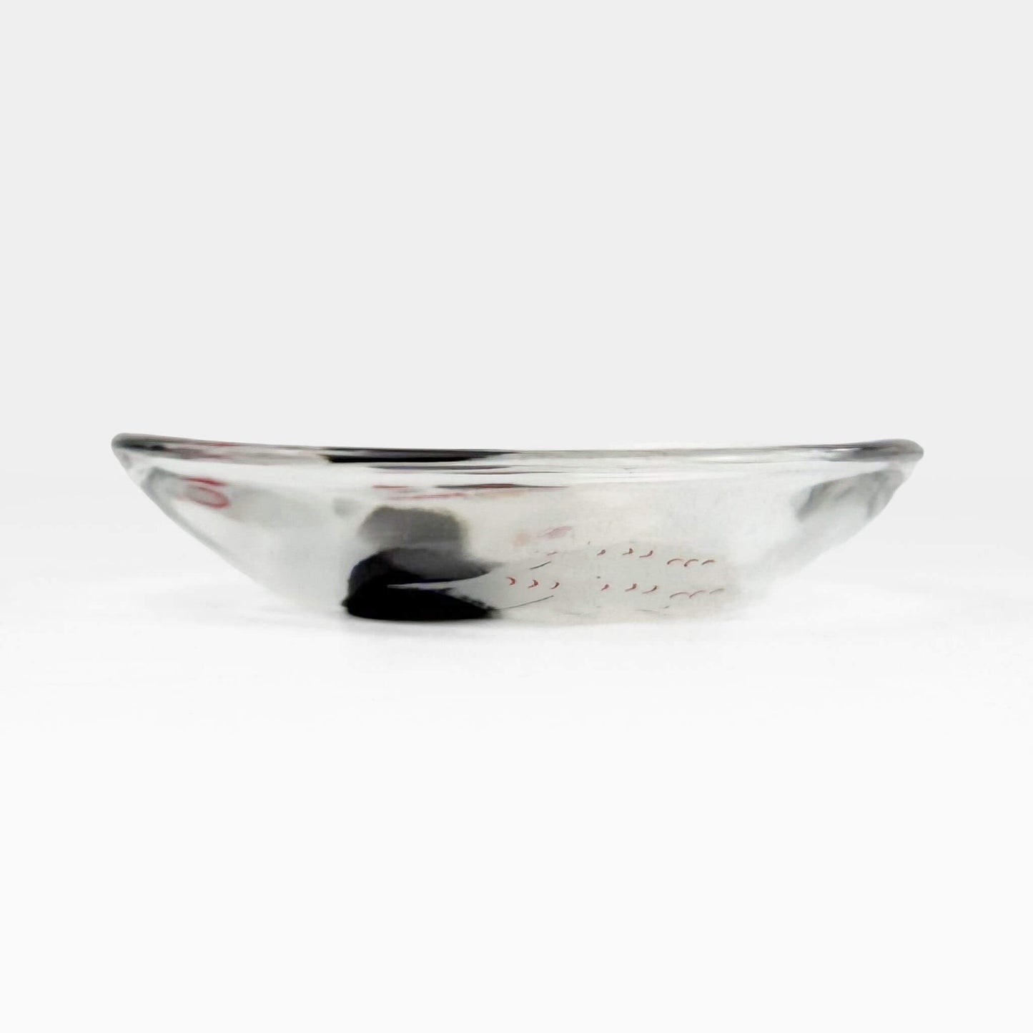Glass Dish Mamezara Lucky Cat Black/White (3.5"D)