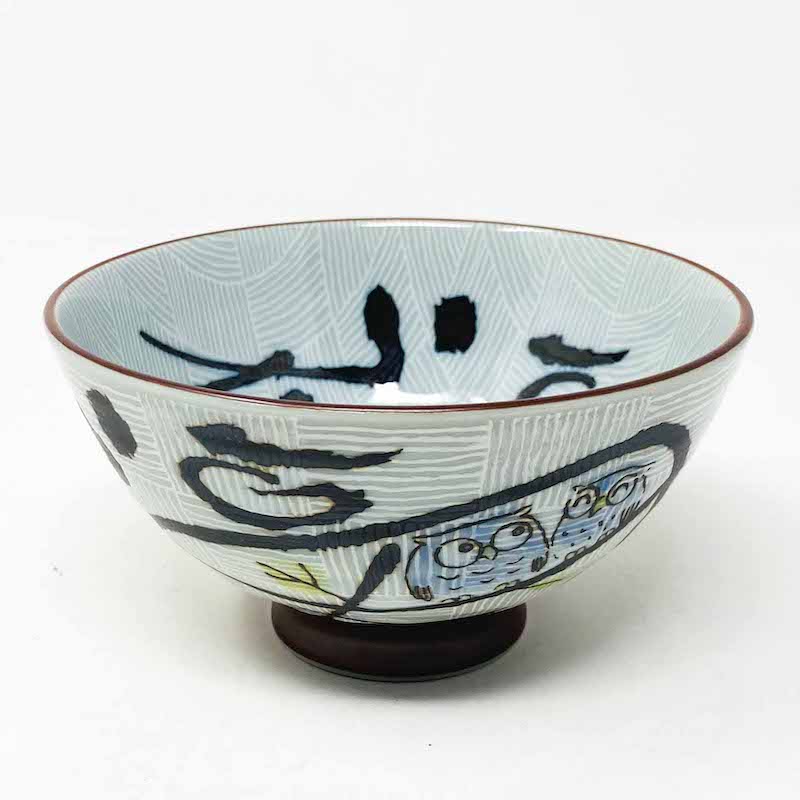 Owl Blue Rice Bowl (4.5″D) image 1