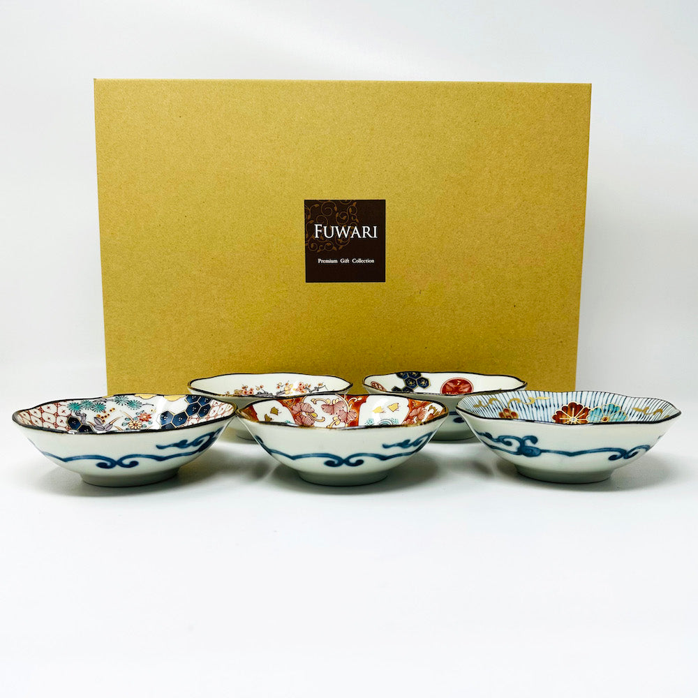 Mino Somenishiki Imari Kobachi Dish Set of 5  (4.25"D) image 0