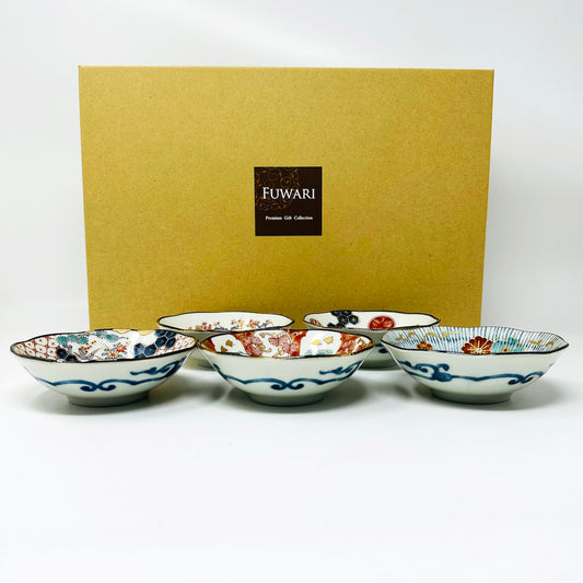 Mino Somenishiki Imari Kobachi Dish Set of 5  (4.25"D) image 0