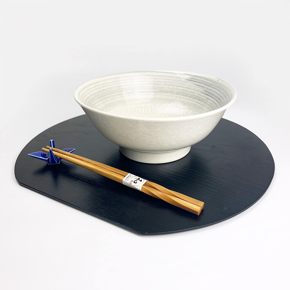 White Seigaiha Wave Ramen Bowl (8.25"D) image 2