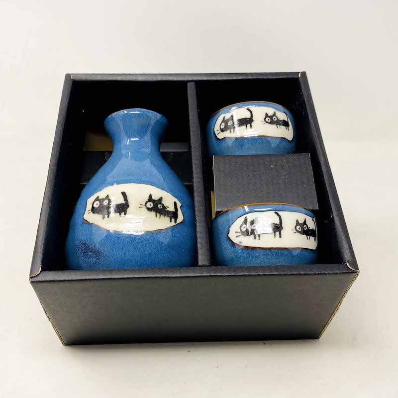 Sake Set 1:2 Cat/Blue image 1