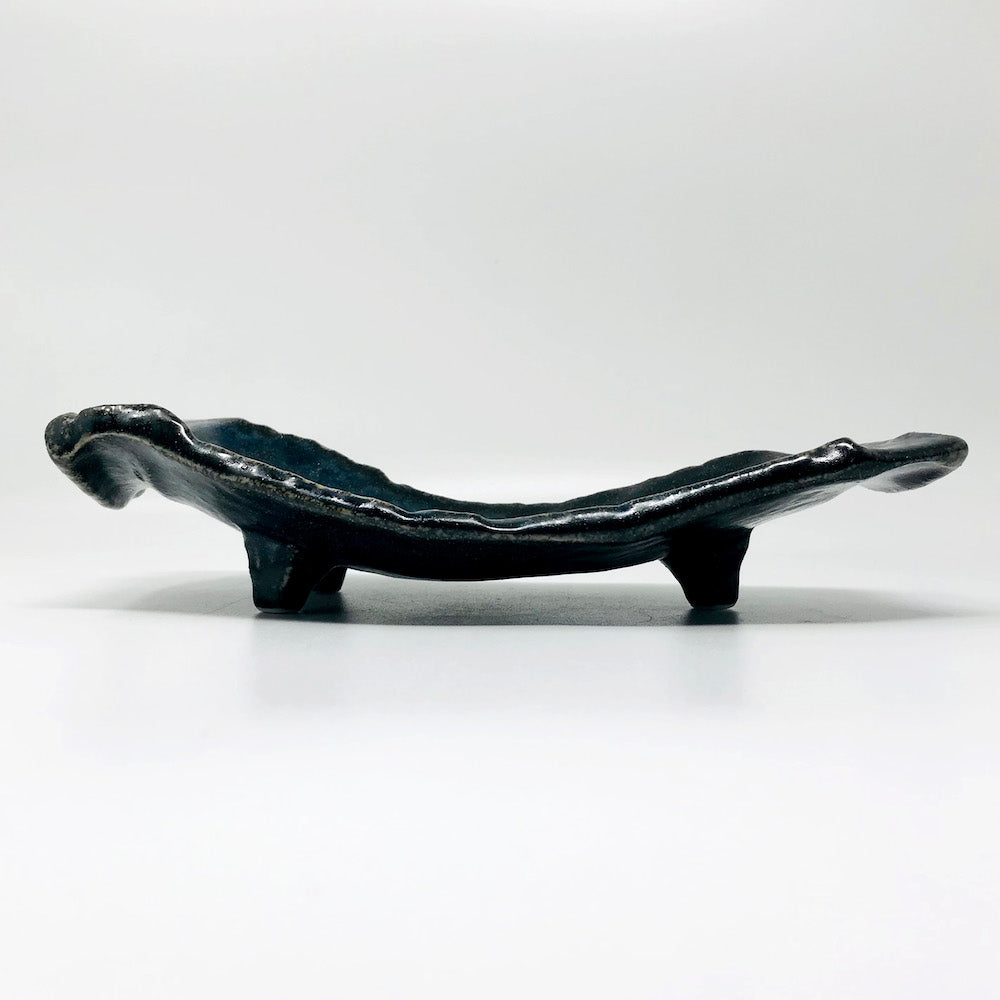 Rec. Footed Plate Navy Blue 紺青長岩向付 (9"D) image 5