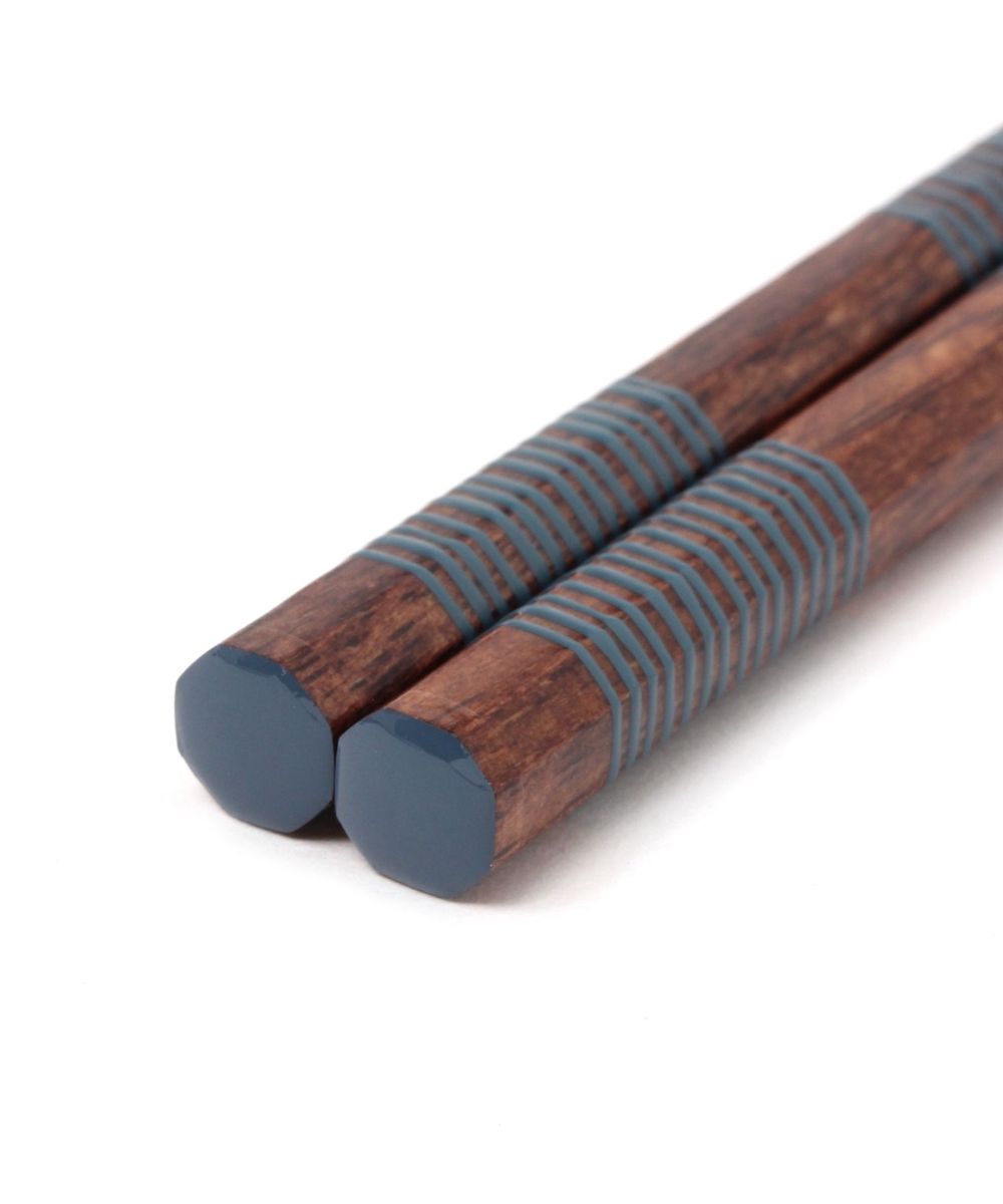 Chopsticks Octagon Striped Wood - Blue (9"L) image 1