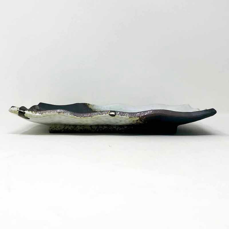 Hakuyu Nagashi Rec.Plate  白釉流し (9"x6") image 3