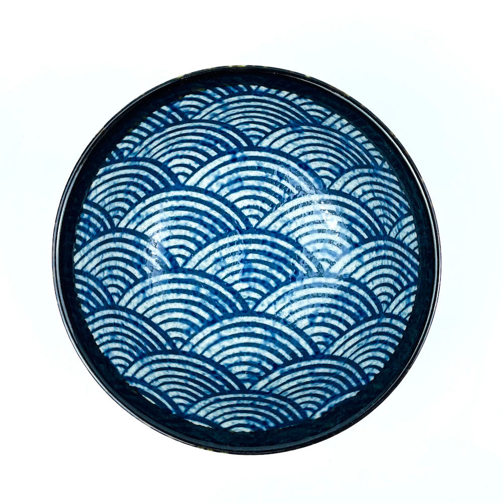 Navy Blue Seigaiha Bowl (6.75"D) image 3