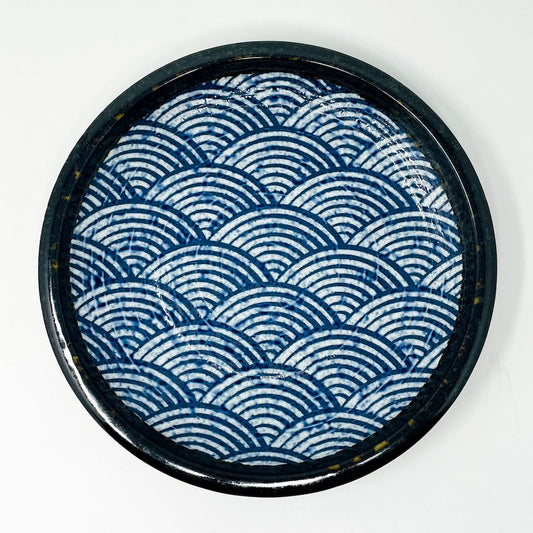 Navy Blue  Seigaiha Kukurite Plate  (9.5"D) image 0