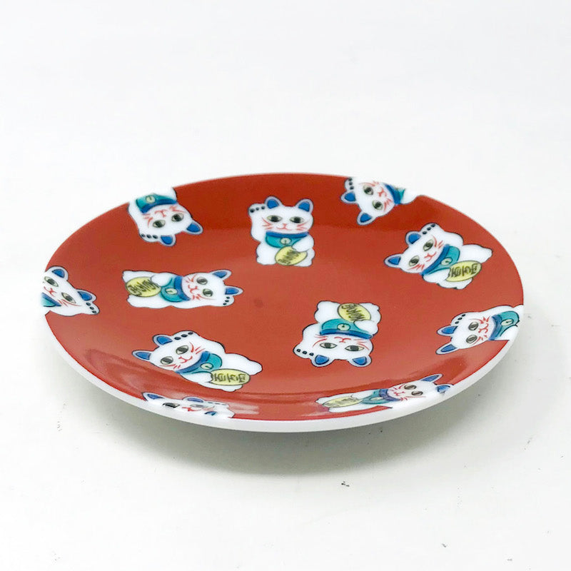 Kutani Dish Lucky Cat (3.75"D) image 1