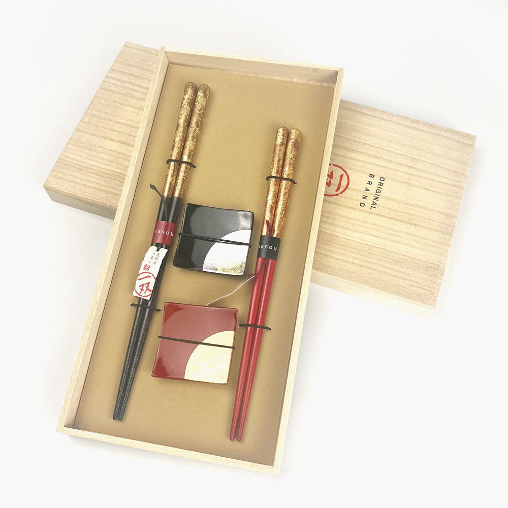 Pair Chopsticks & Rests Set Zuiun (9" and 8.25") image 0