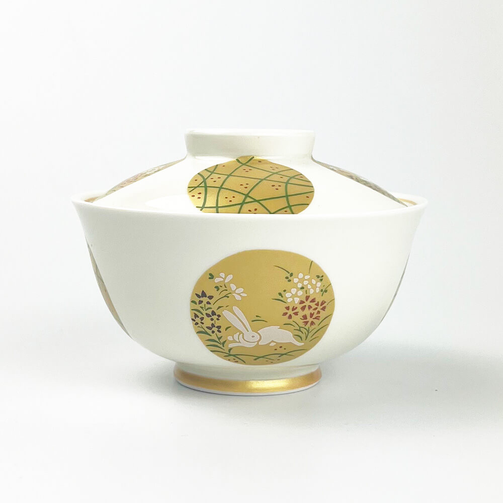 Kinsai Gold Marumon Rabbit Cov.Bowl (4.25"D) image 2