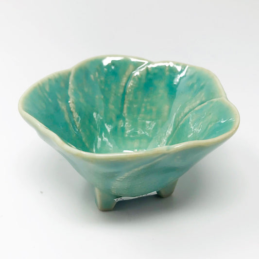 Footed  Kobachi Flower Dish Green (3.25"D) image 0