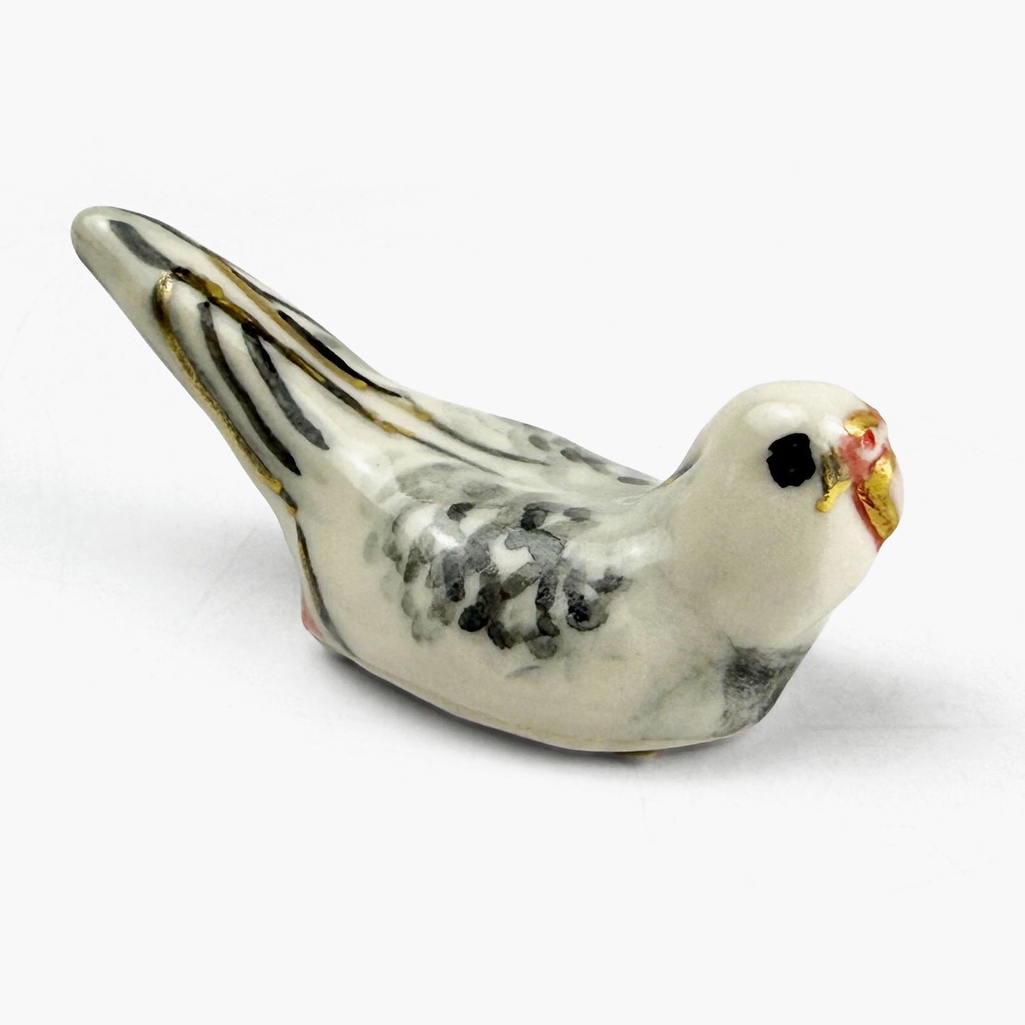 Chopstick Rest White and Grey Lovebird by Nae Komatsuka