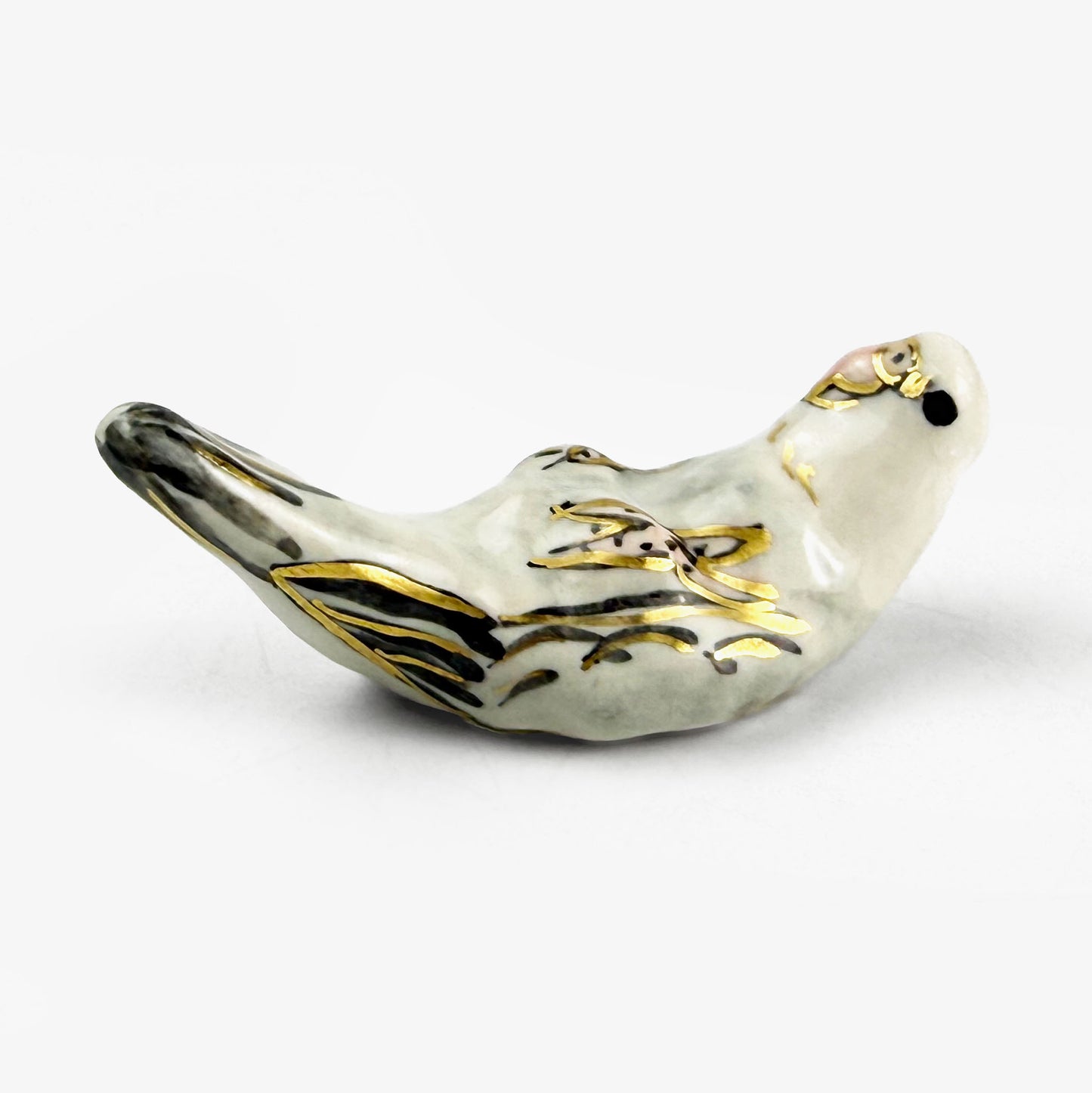 Chopstick Rest White and Grey Lovebird by Nae Komatsuka