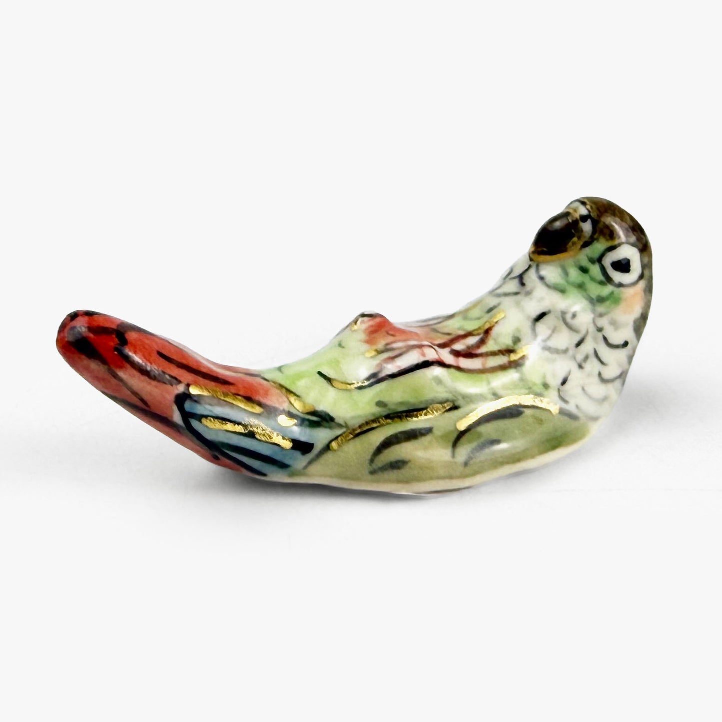 Chopstick Rest Red and Green Lovebird by Nae Komatsuka