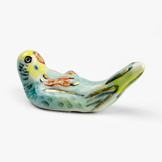 Chopstick Rest Blue and Yellow Lovebird by Nae Komatsuka