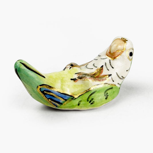 Chopstick Rest Green and White Lovebird by Nae Komatsuka