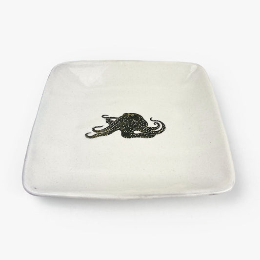 Sq. Plate Octopus (6.5"D) by Takunobu Sawada