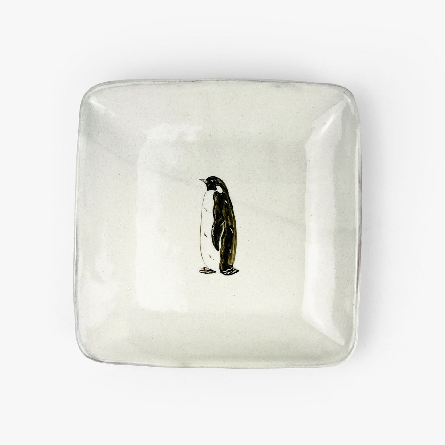 Sq. Plate Emperor Penguin (6.5"D) by Takunobu Sawada