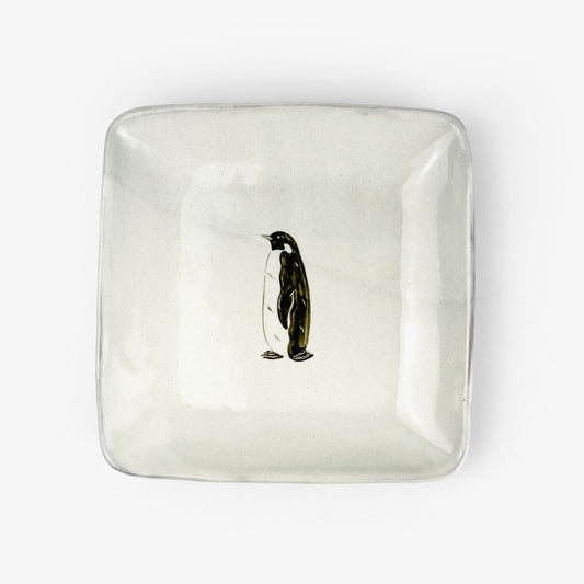 Sq. Plate Emperor Penguin (6.5"D) by Takunobu Sawada