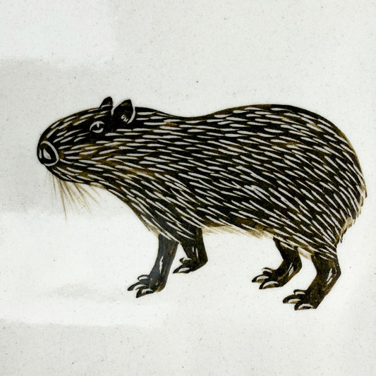 Sq. Plate Capybara (6.5"D) by Takunobu Sawada