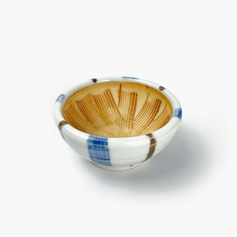 Small Chinmi Dish Blue and Brown Stripe (2.5"D) image 0