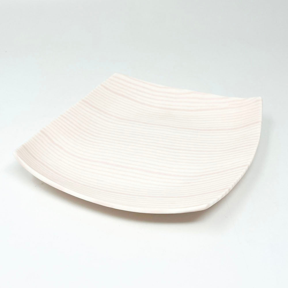 Nerikomi Pink&White Rhombus Plate by Chizuru Ono (9"x7.5") image 0