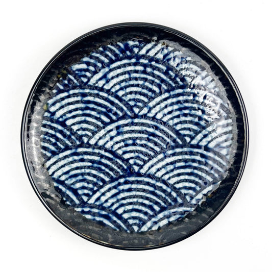 Navy Blue Seigaiha Plate (6.5"D) image 0