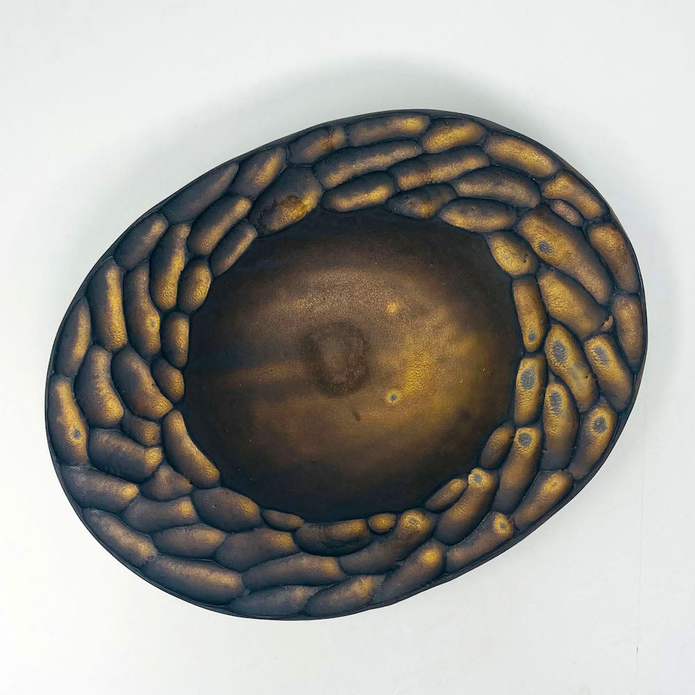 Oval Bowl Bronze (8.25"x6.5") by Bunga Yamamoto/ Hoju-gama