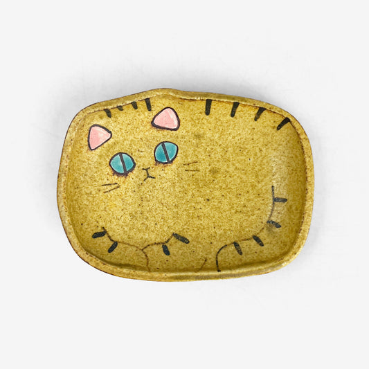 Cat Small Dish Tan (3.75" x 2.75") by Yoji Horikoshi
