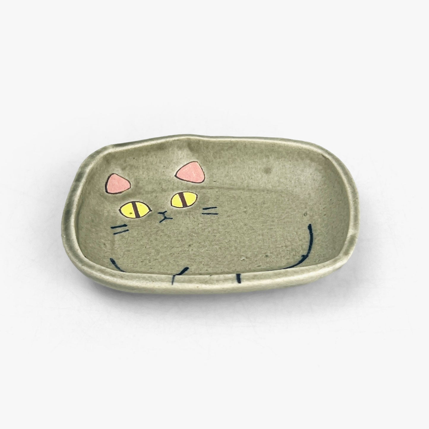 Cat Small Dish Grey (3.75" x 2.75") by Yoji Horikoshi