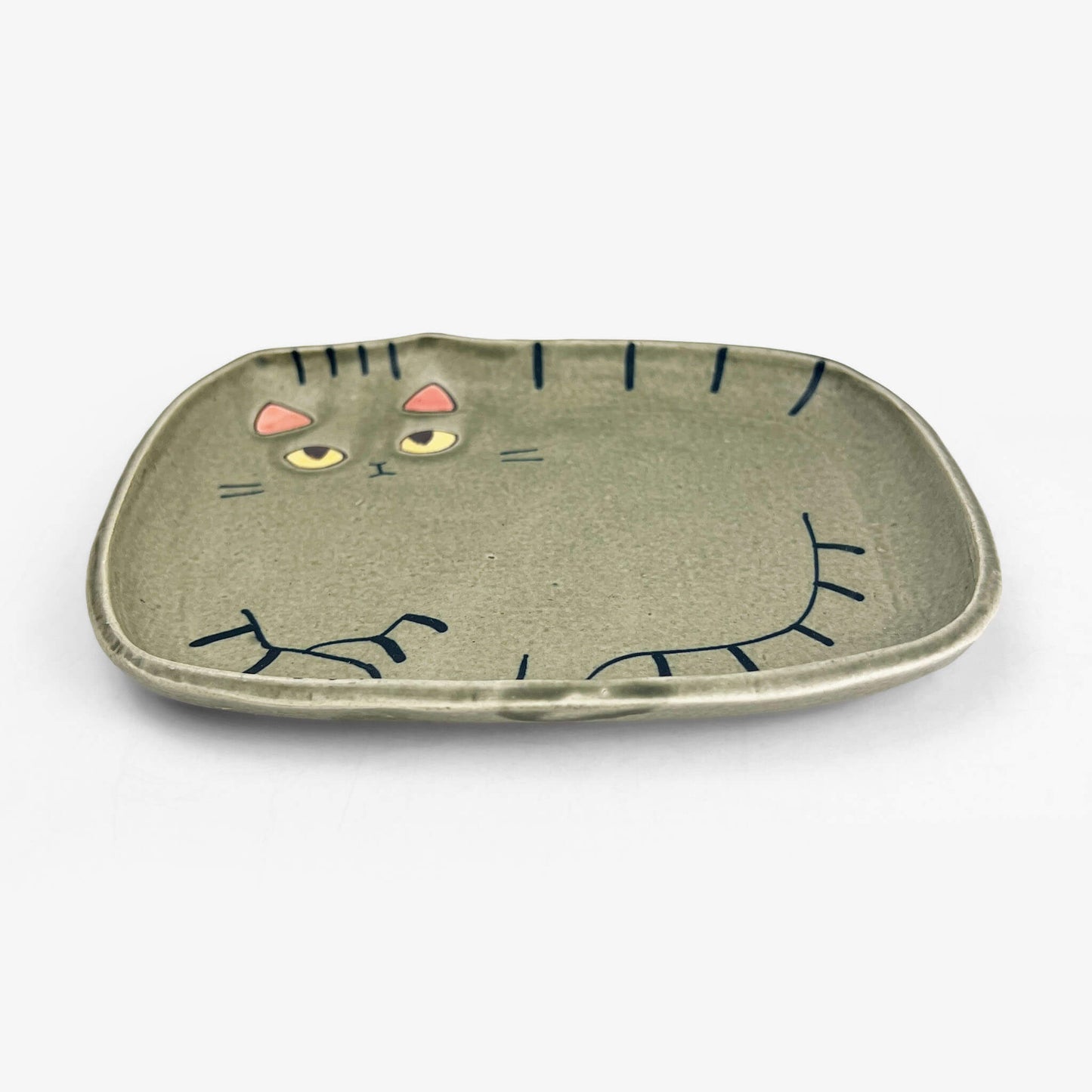 Cat Plate Grey Tsugumi (6.75") by Yoji Horikoshi